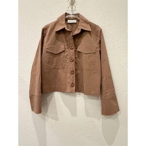 Mela Purdie Microprene Trunk Jacket Brown XXS AU6 Cropped Minimalist Travel